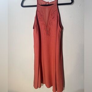 Lush Dress High Neck Slip Dress Net Inserts / Embroidery and Spaghetti Straps